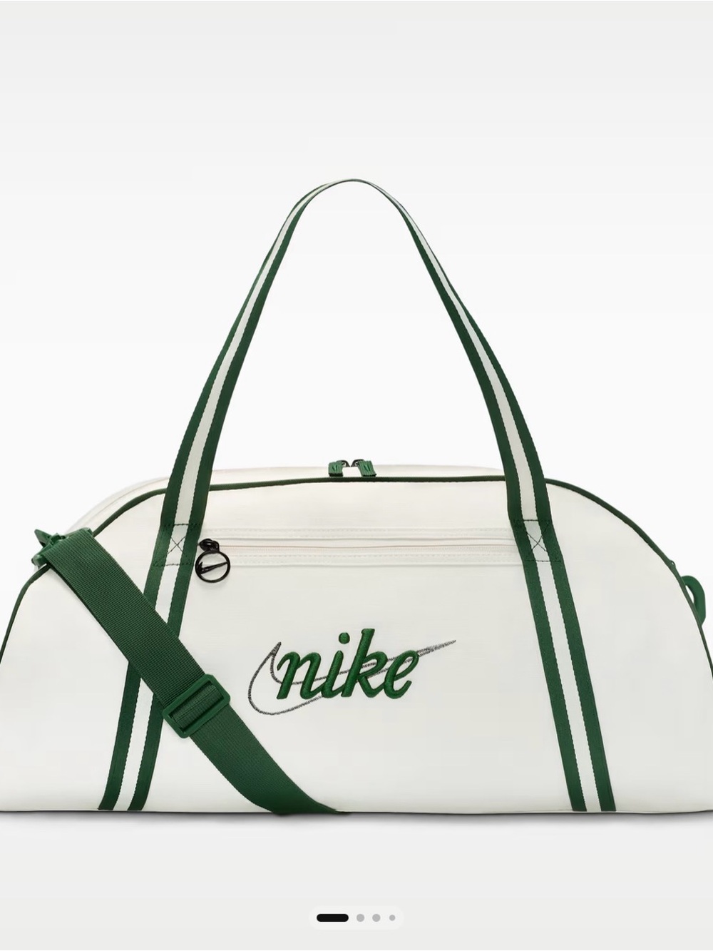 Nike White and Green Striped Duffel Bag